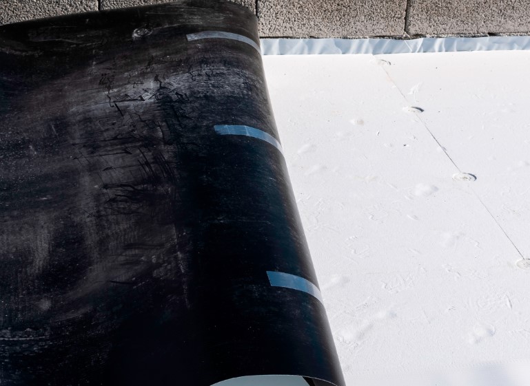 Aerial view of roofing project