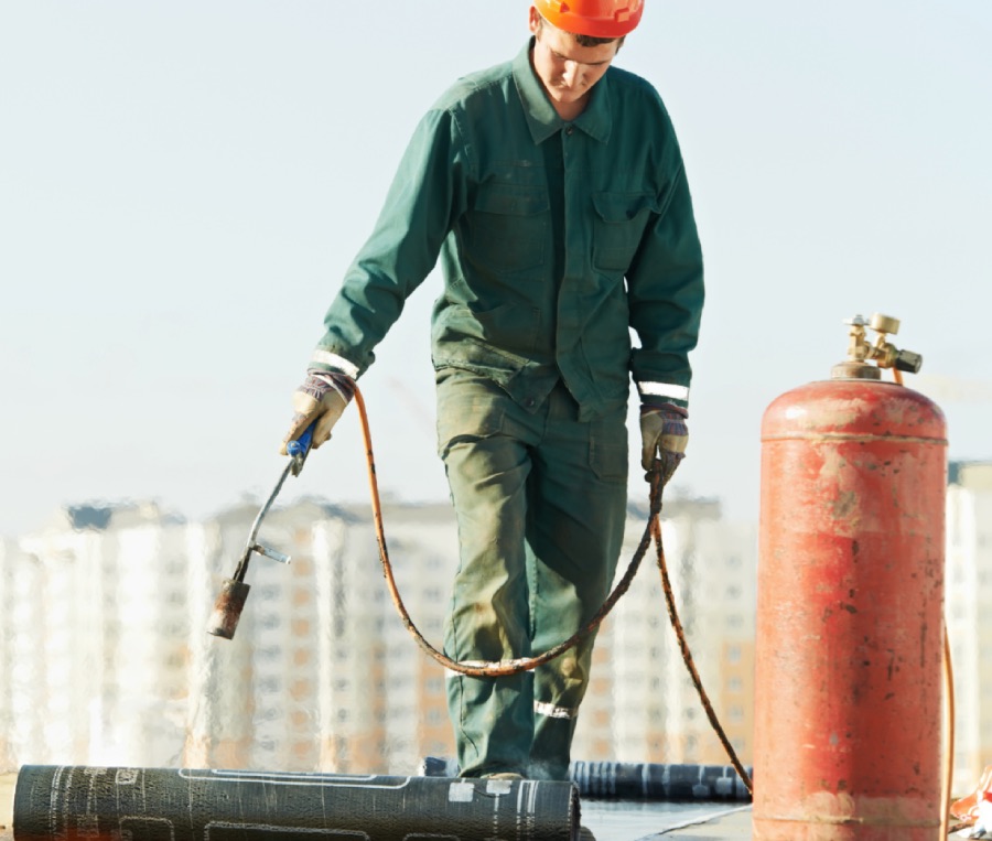 Aerial view of roofing project